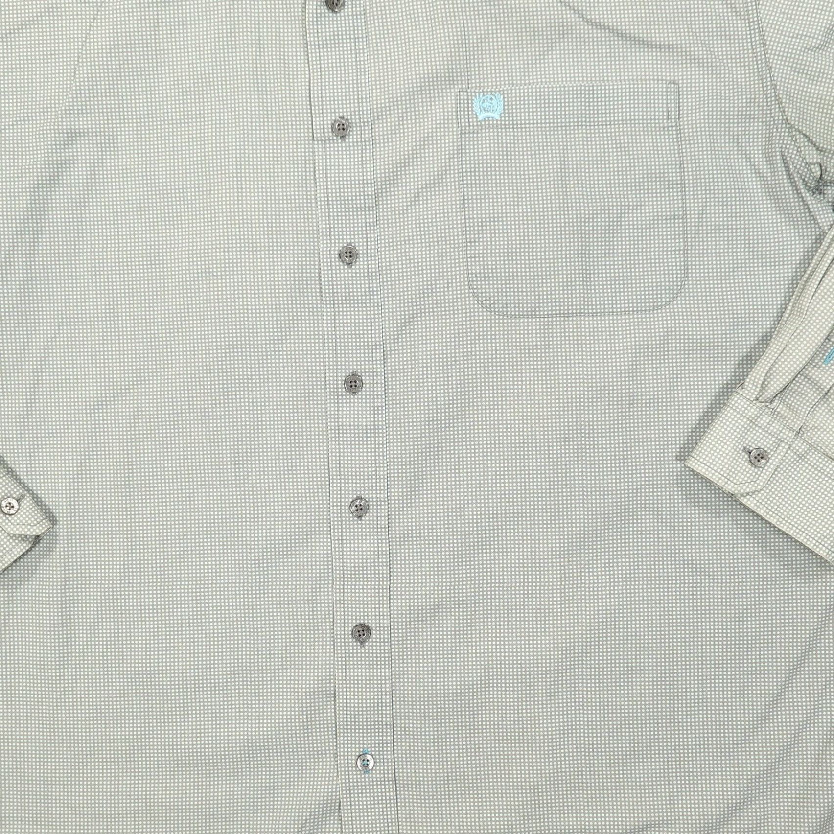 Logo 7 Cinch Shirt Mens XL Gray Micro Dot Button Down Long Sleeve Cotton Western Logo Size US XL / EU 56 / 4 - 2 Thumbnail