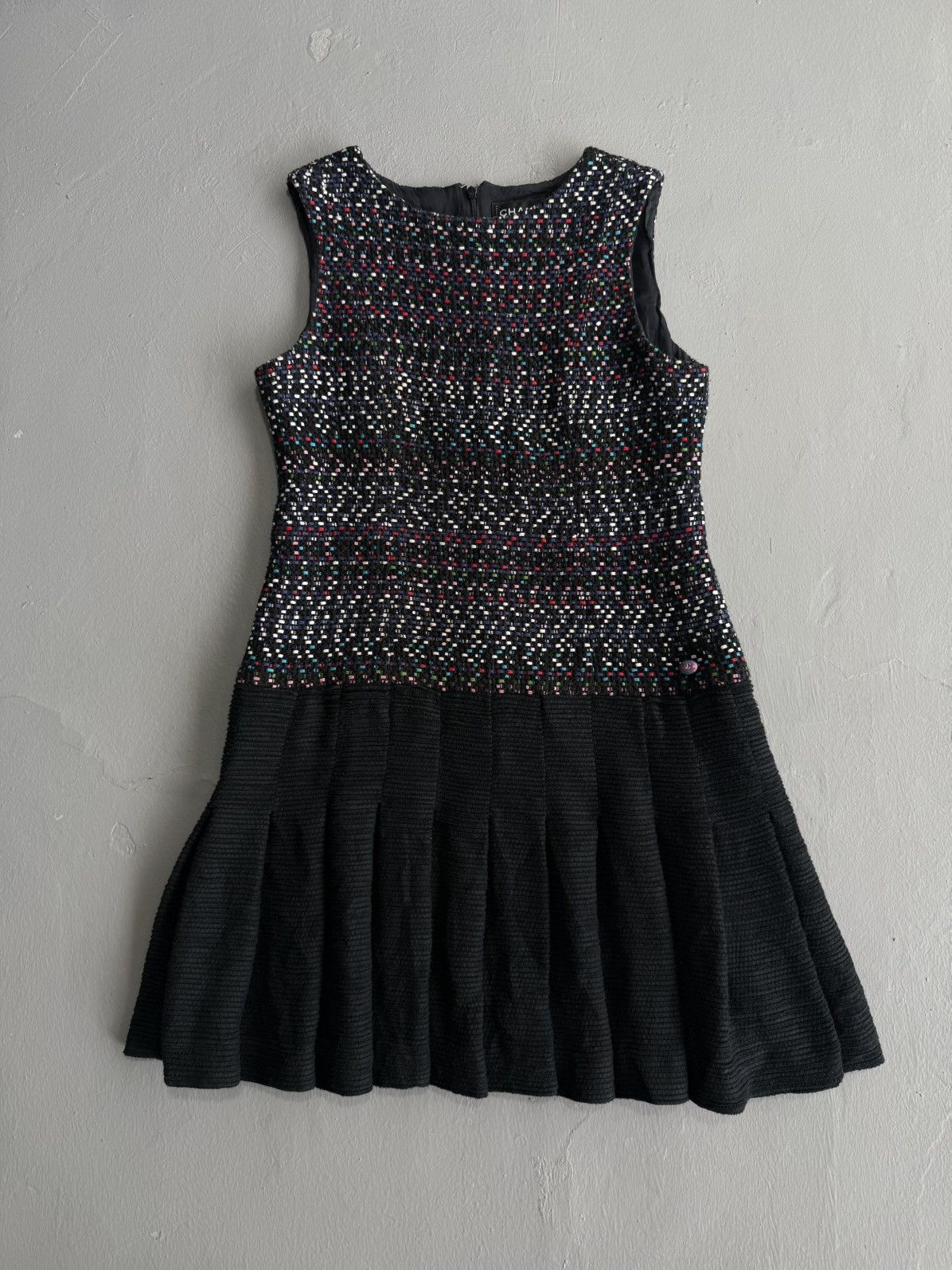 Chanel - 2017 Pleated Multicolor Tweed Dress