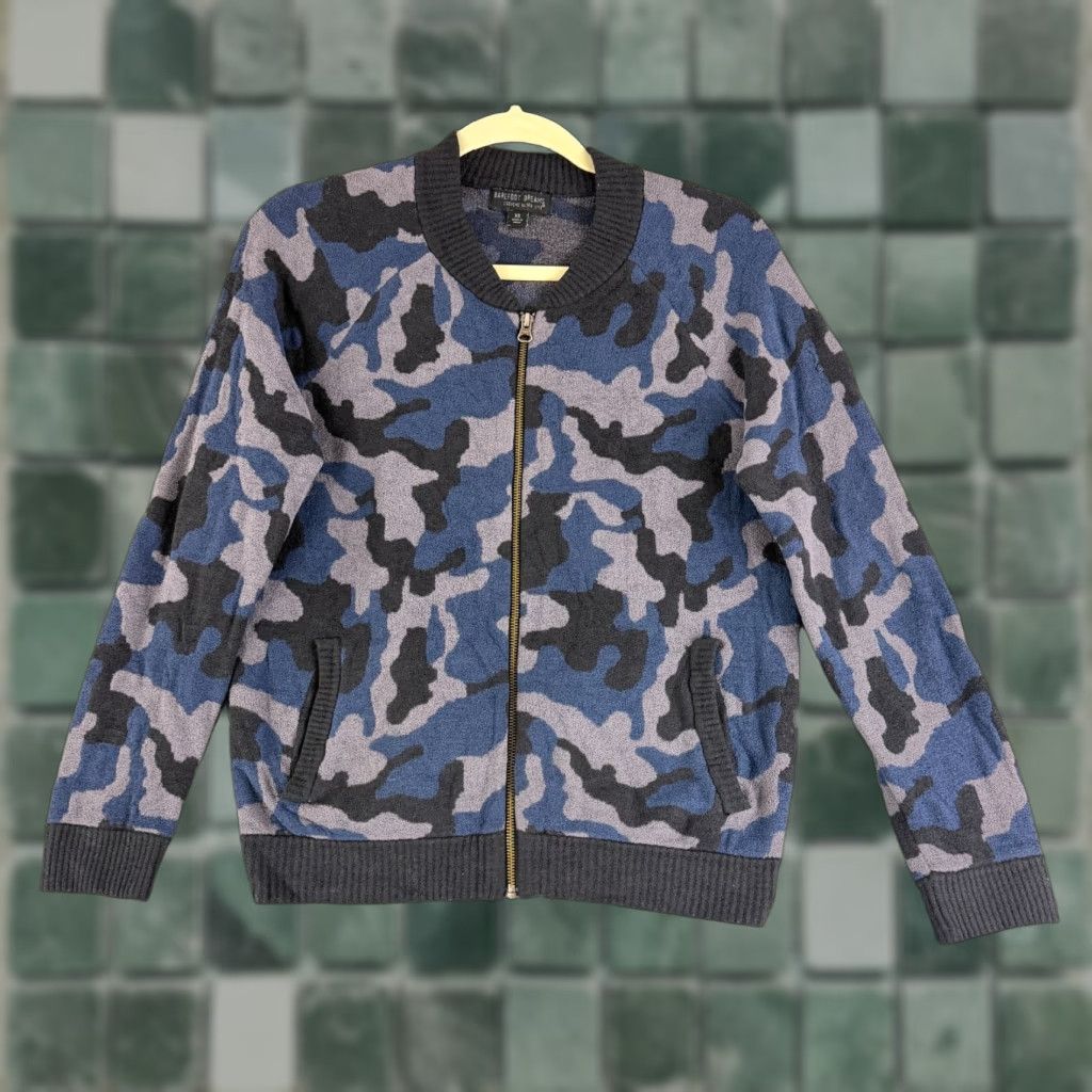Vintage Barefoot Dreams CozyChic Ultra Lite Bomber Sweater Womens XS Blue Camo LS Long Sleeve Knit Cardigan Casual, Bohemian, 90s Womens Size XS / US 0-2 / IT 36-38 - 1 Thumbnail