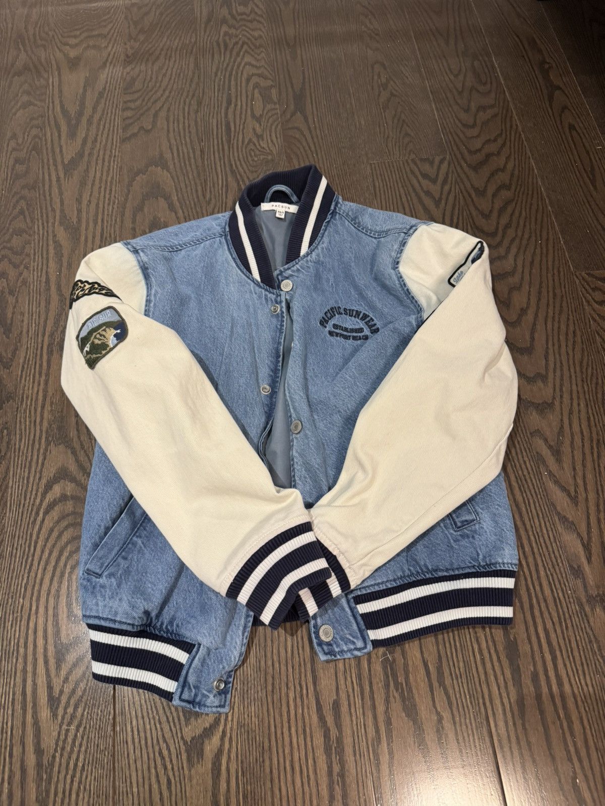 Other RARE DENIM VARSITY JACKET Size US S / EU 44-46 / 1 - 1 Thumbnail