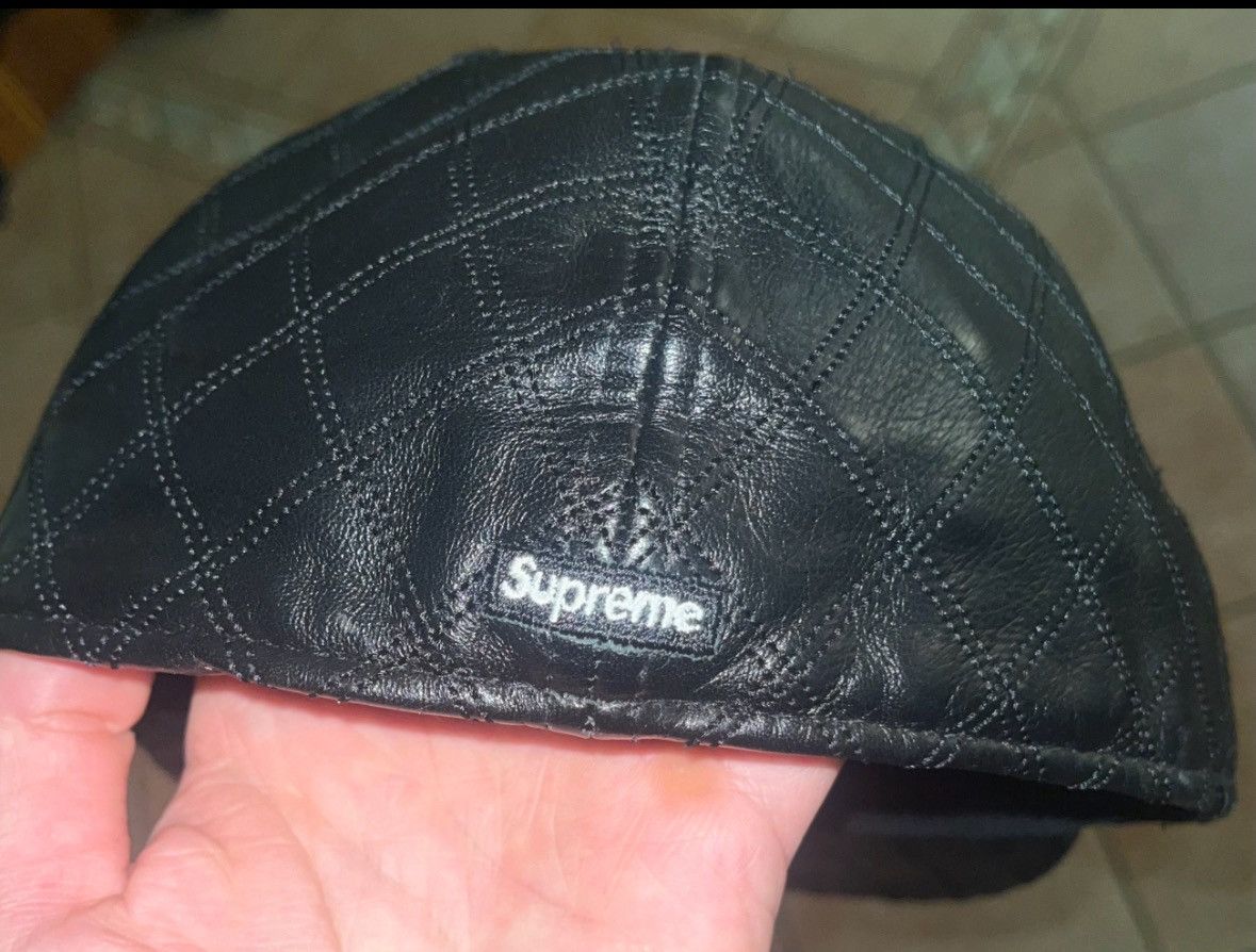 New Era × Supreme 2006 Supreme LA Quilted Leather New Era Fitted (Size 7 5/8) Size ONE SIZE - 4 Thumbnail
