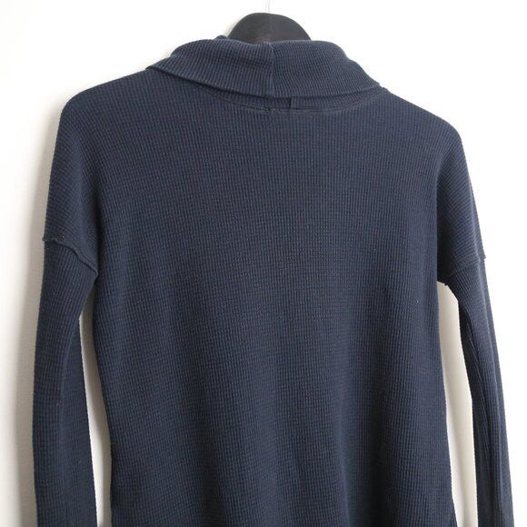 Aritzia Tna Thermal Cowl Neck Black Waffle Knit Long-sleeve Shirt Size XXS / US 00 / IT 34 - 7 Thumbnail