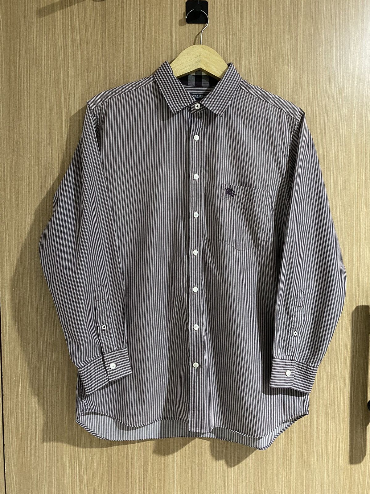 Burberry × Japanese Brand Burberry london white and soft lilac stripe button up Size US L / EU 52-54 / 3 - 1 Thumbnail