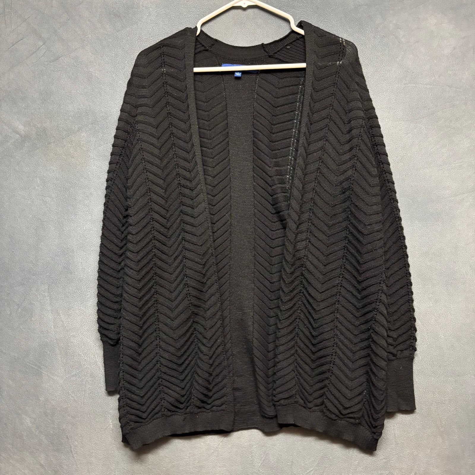 Apt. 9 Apt 9 Black Open Front Textured Cardigan Sweater Womens Lg Size L / US 10 / IT 46 - 2 Thumbnail