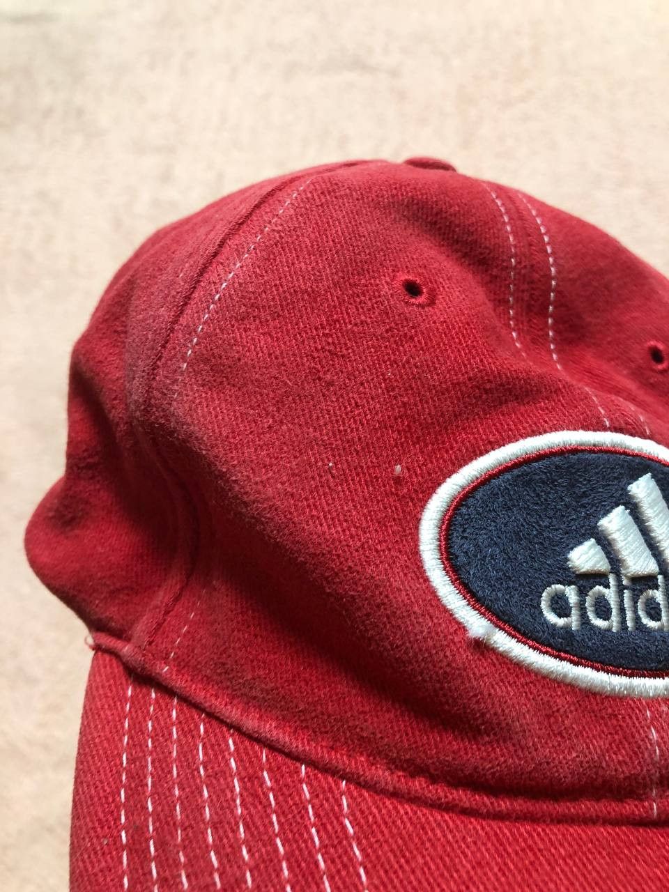 Adidas Cap Y2K red Hats Adidas big logo Vintage streetwear Size ONE SIZE - 7 Thumbnail