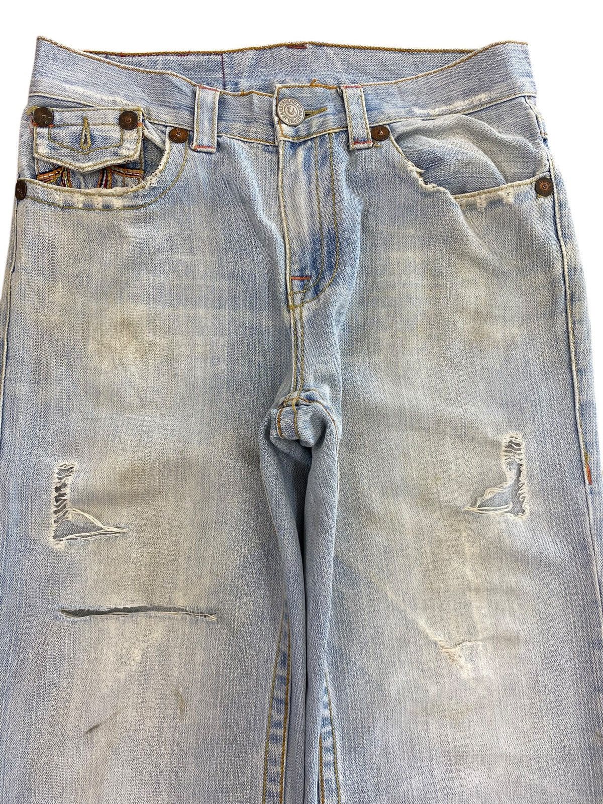 True Religion True Religion Acid Blue Wash Ripped Style Baggy Jeans Size US 31 - 2 Thumbnail