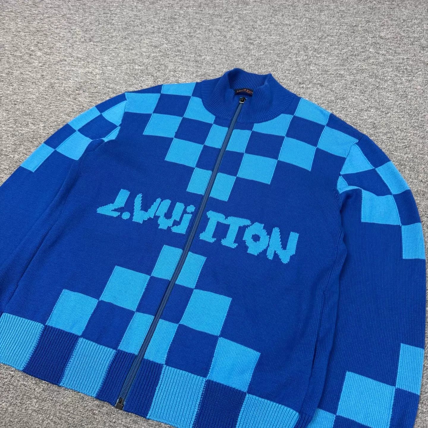 Louis Vuitton LV blue Damier turtleneck logo jac oversized cardy XL Size US XL / EU 56 / 4 - 3 Thumbnail