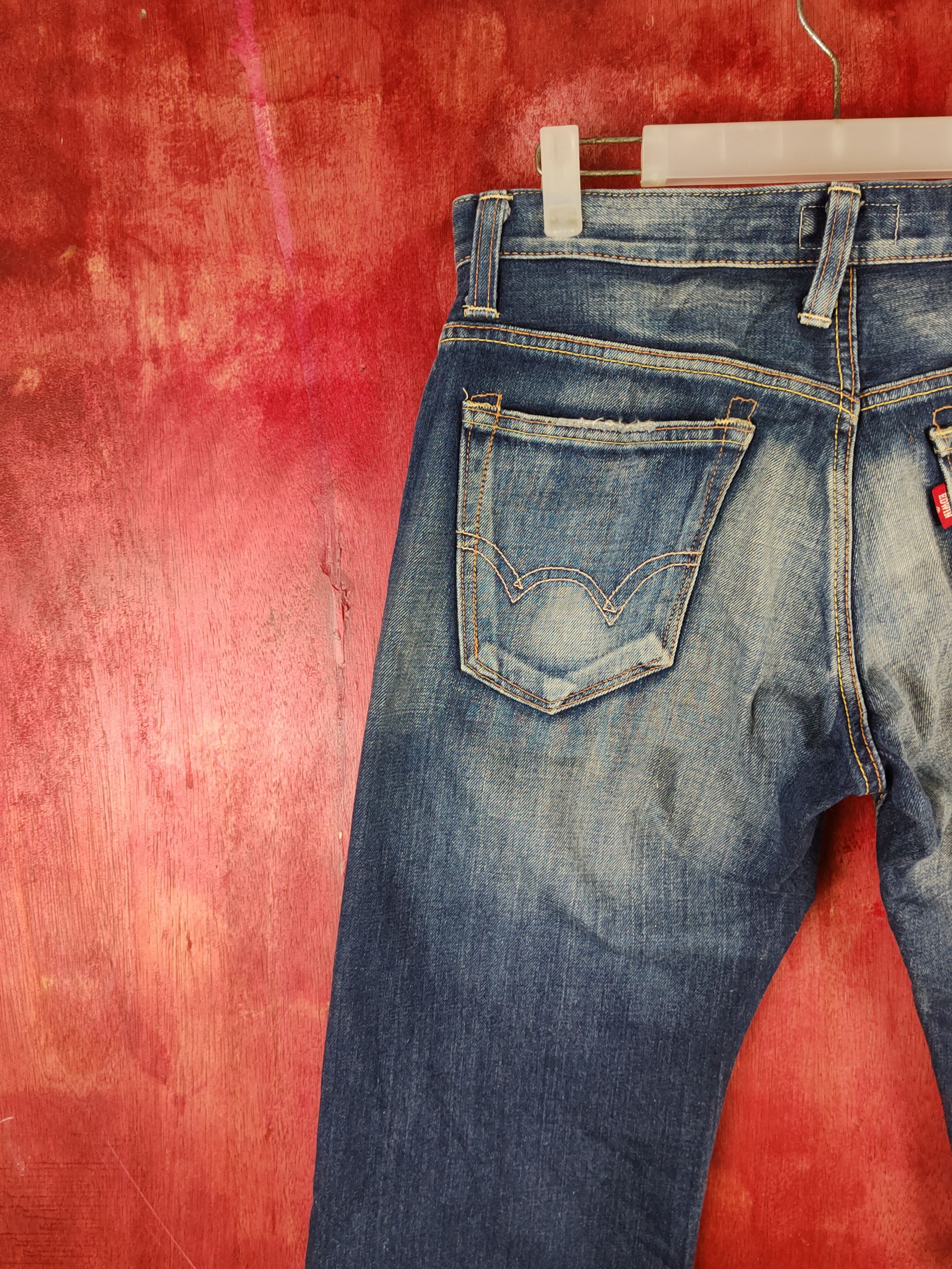 Edwin Edwin Dark faded vtg Distressed ripped jeans Denim #S1485 Size US 31 - 8 Thumbnail
