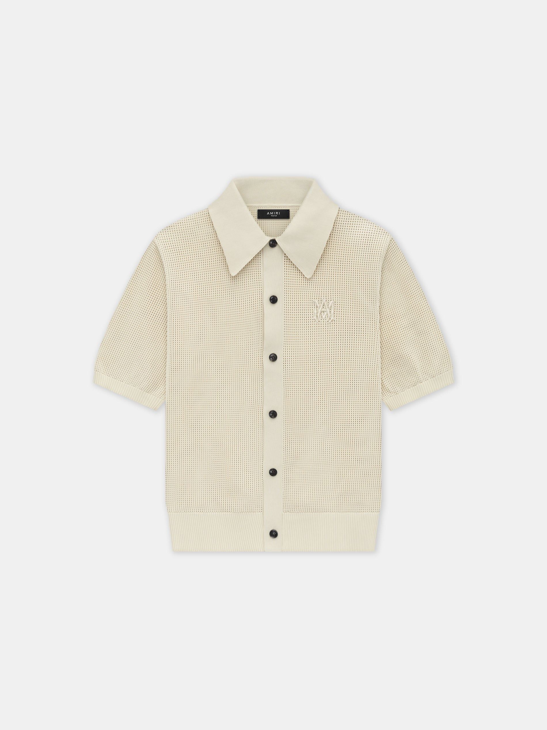 Amiri o1s1wg110825 MA Crochet Polo Shirt in Beige Size US XL / EU 56 / 4 - 1 Thumbnail