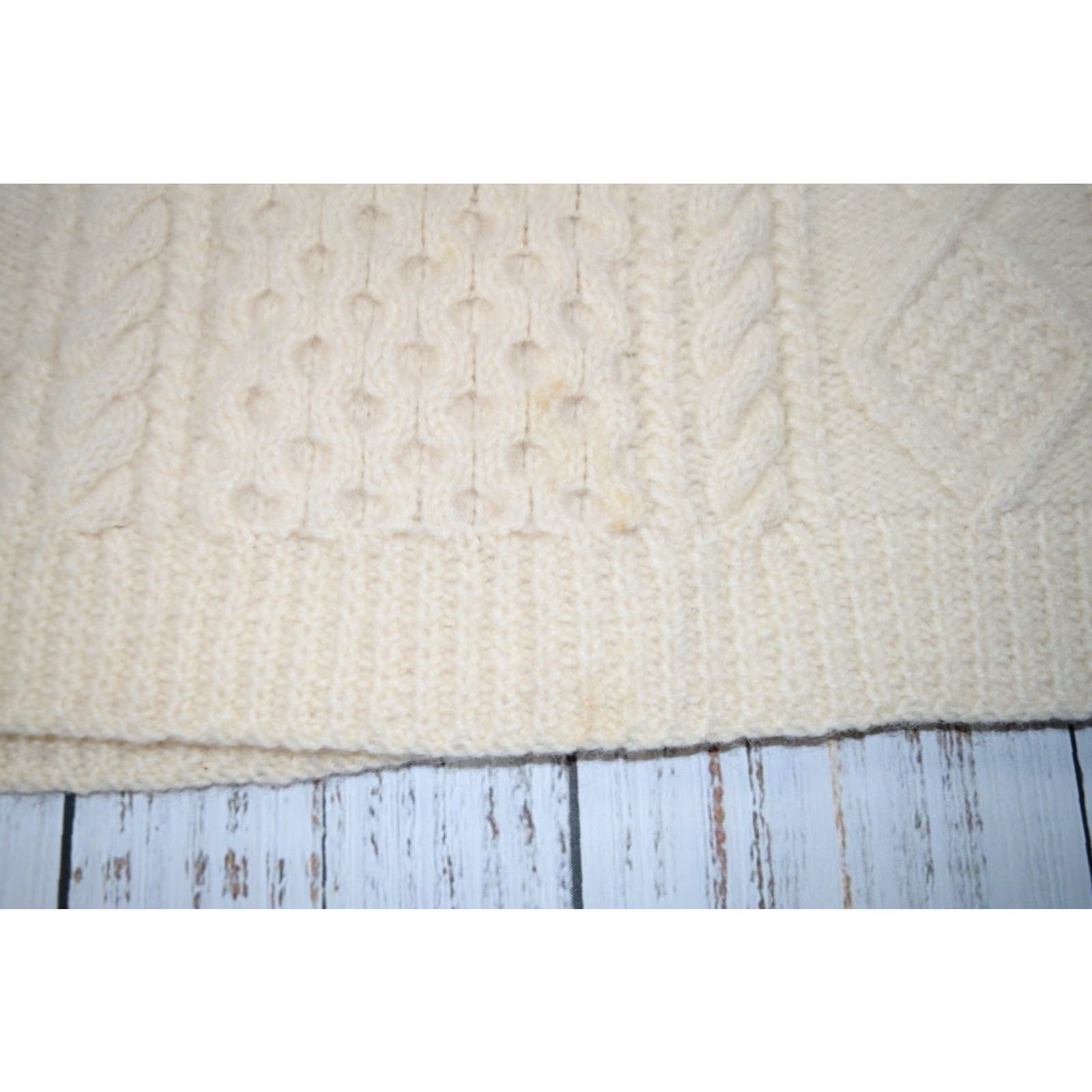 Vintage VINTAGE CREAM HEAVY WOOL HANDKNIT FISHERMAN SWEATER 1970s UNISEX ADULT 2XL Size XXL / US 16-18 / IT 52-54 - 5 Thumbnail