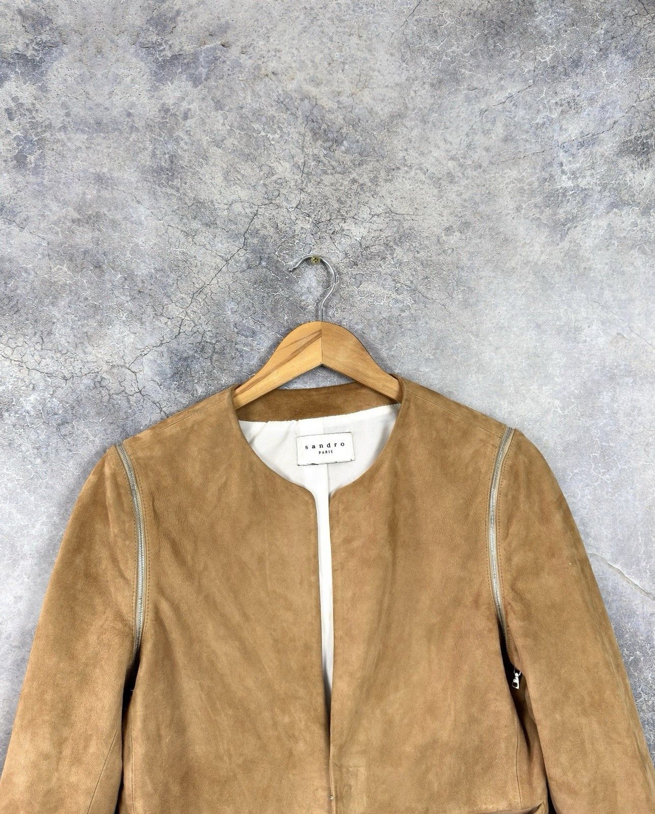 Sandro SANDRO Paris Suede Leather Womens Jacket Removable Sleeves Size M / US 6-8 / IT 42-44 - 3 Thumbnail