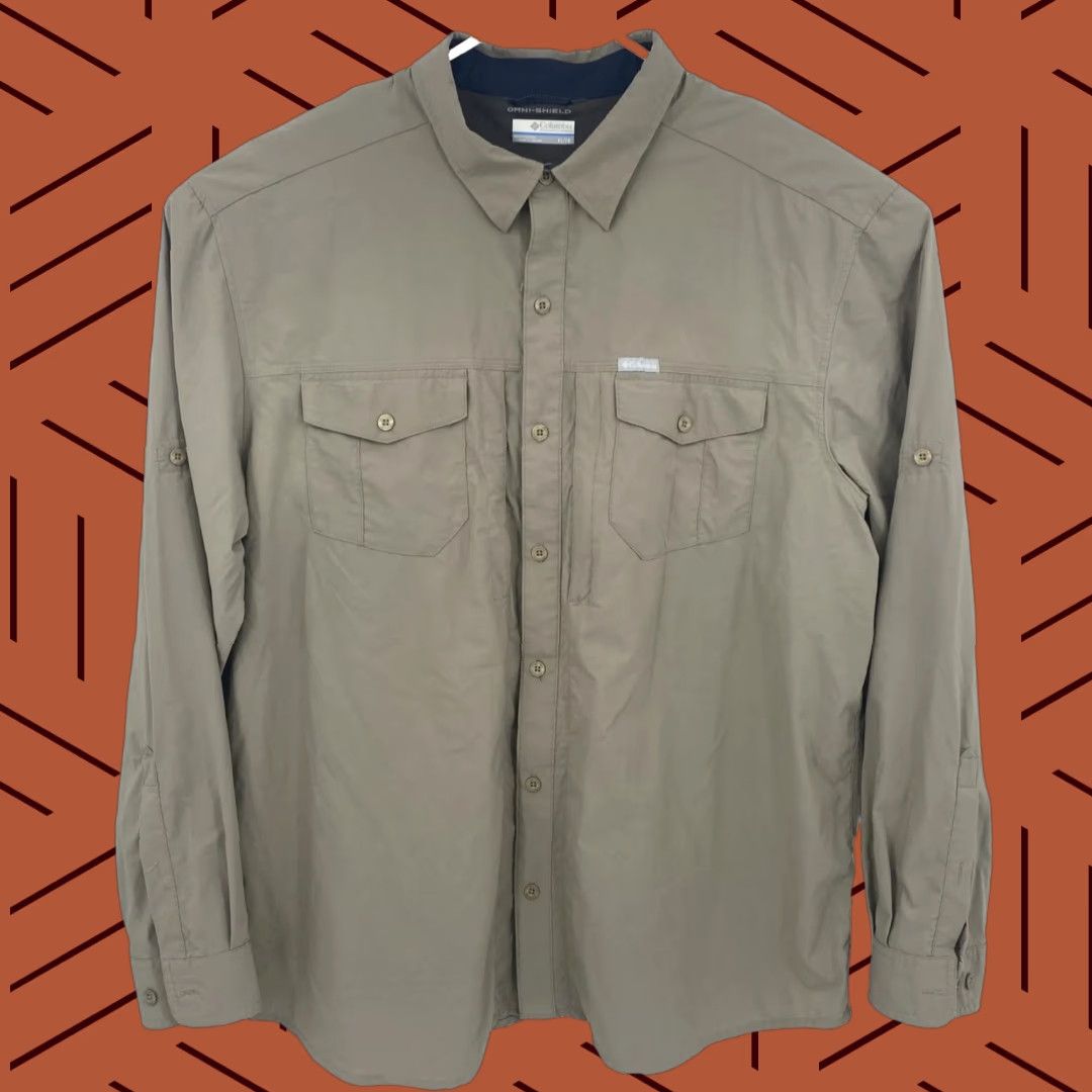 VINTAGE Columbia Men's Hunting Shirt XL Brown Long Sleeve Vented Fishing Outdoor Department Men