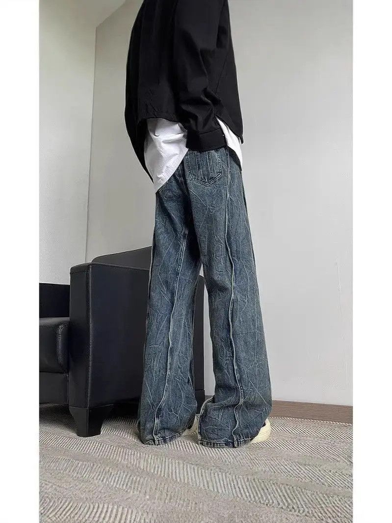 Japanese Brand Retro straight leg wide leg patchwork jeans Size US 32 / EU 48 - 3 Thumbnail