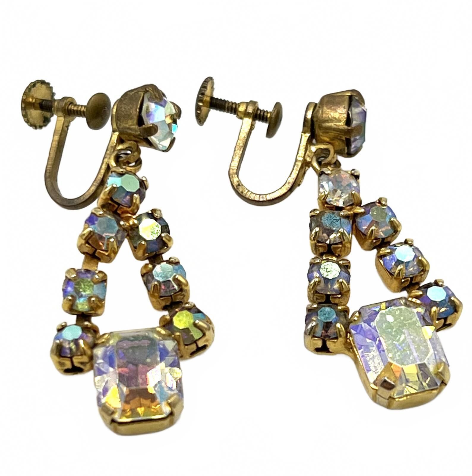 Other Austrian Aurora Borealis Rhinestone Dangle Earrings Size ONE SIZE - 1 Thumbnail