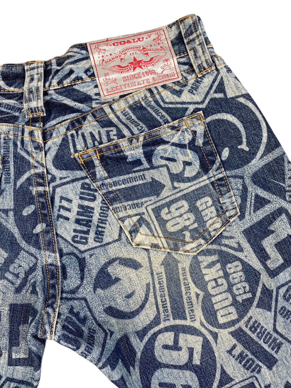 Japanese Brand Y2K 2000’s CO&LU “Stamp Print” Denim Size US 32 / EU 48 - 12 Thumbnail