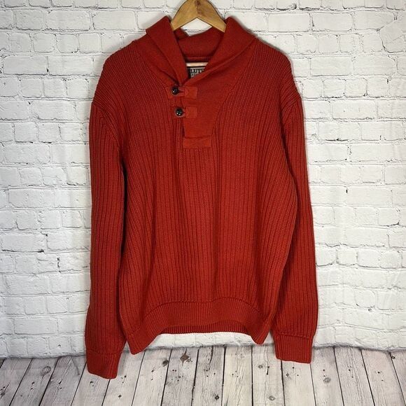 Vintage Duluth Trading Co. Men's High-Neck Infantry Sweater Orange s Size US XL / EU 56 / 4 - 1 Thumbnail