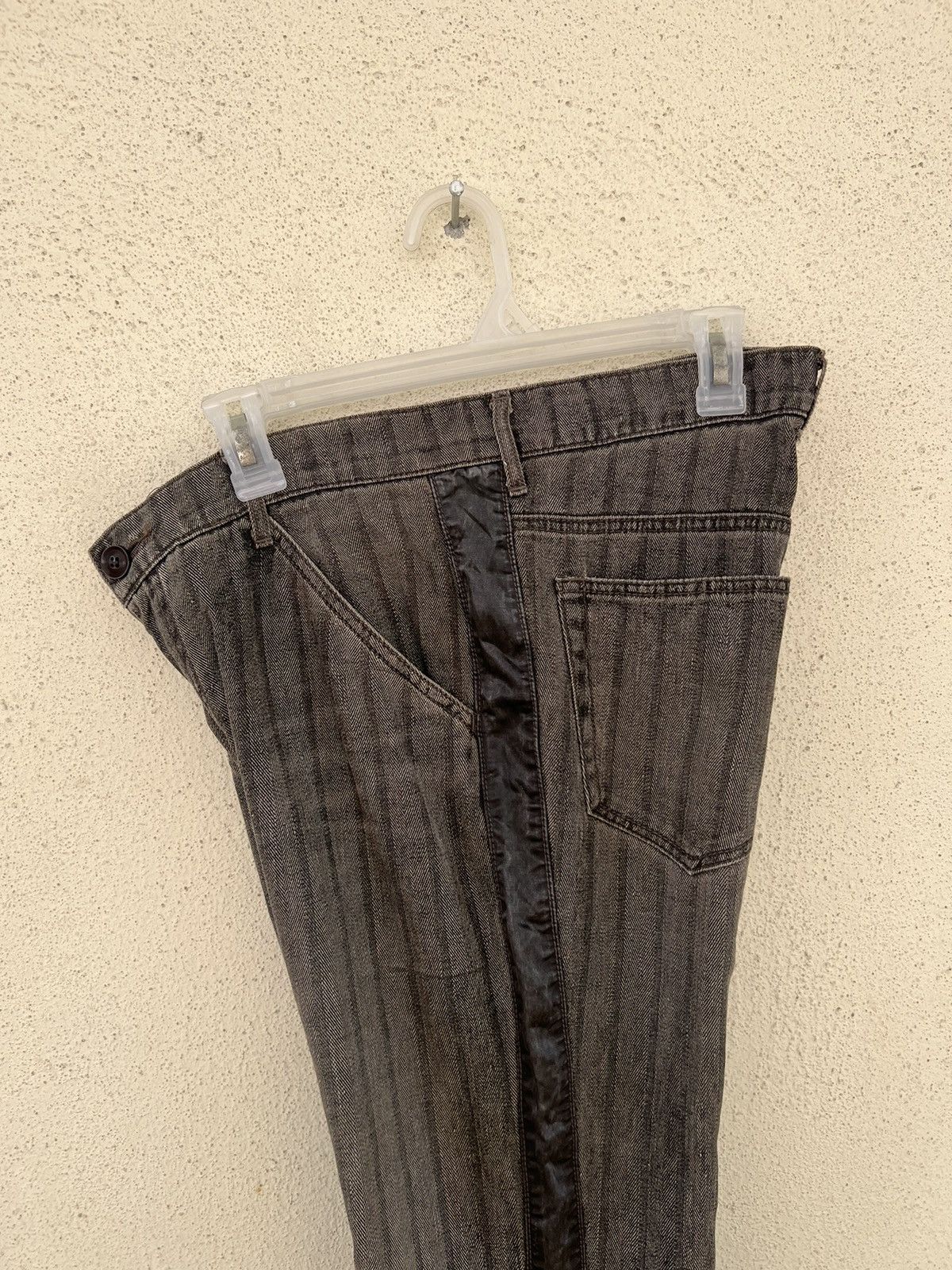 Kiminori Morishita Vintage Halb Japan Faded Border Stripe HBT Hem Flare Pant Size US 31 - 22 Thumbnail