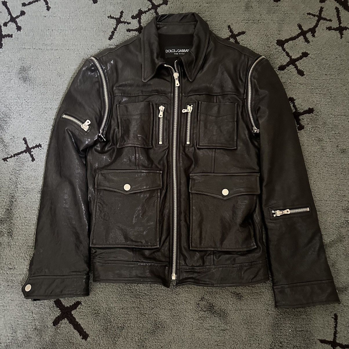 image of Dolce Gabbana Spring 2002 Leather Jacket Archive in Black, Men's (Size Medium)
