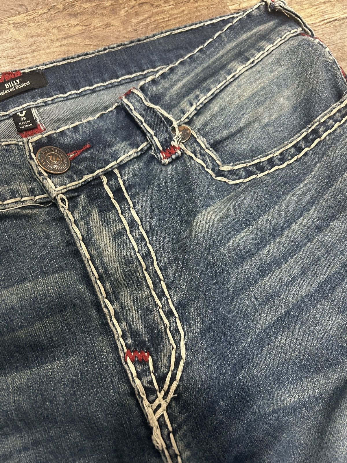 True Religion ☑️ Billy Super T Bootcut Blue Jeans ☑️ Size US 38 / EU 54 - 13 Thumbnail