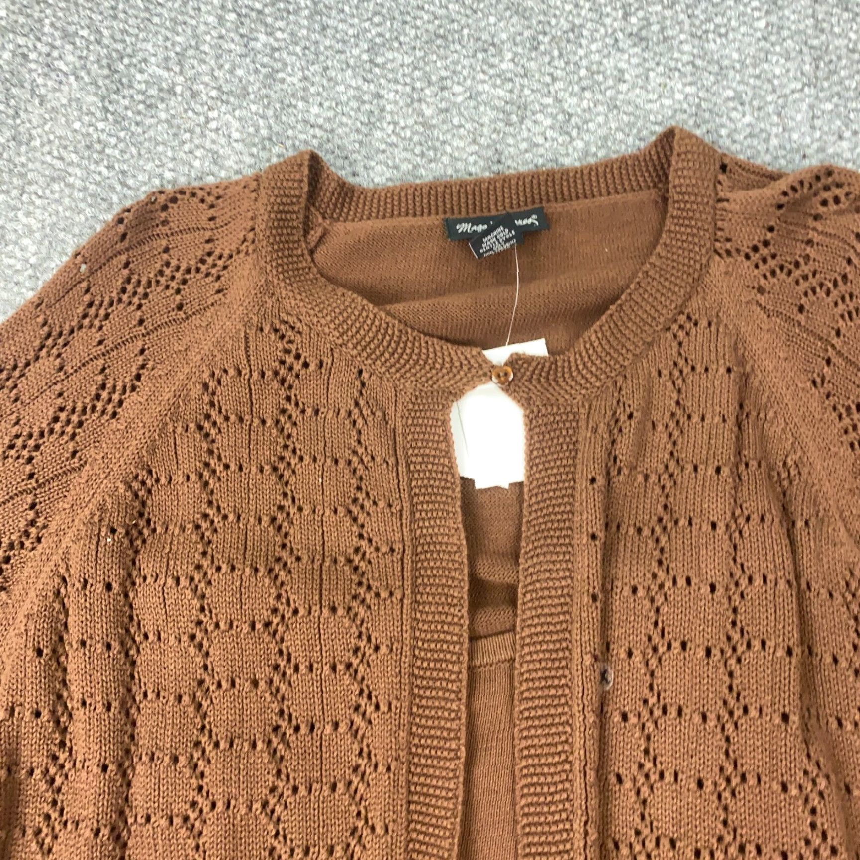 Vintage VINTAGE Maggie Barnes Womens Sweater Pullover 2X Brown Open-Knit 3/4 Sleeve Fall Winter Size XXL / US 16-18 / IT 52-54 - 4 Thumbnail