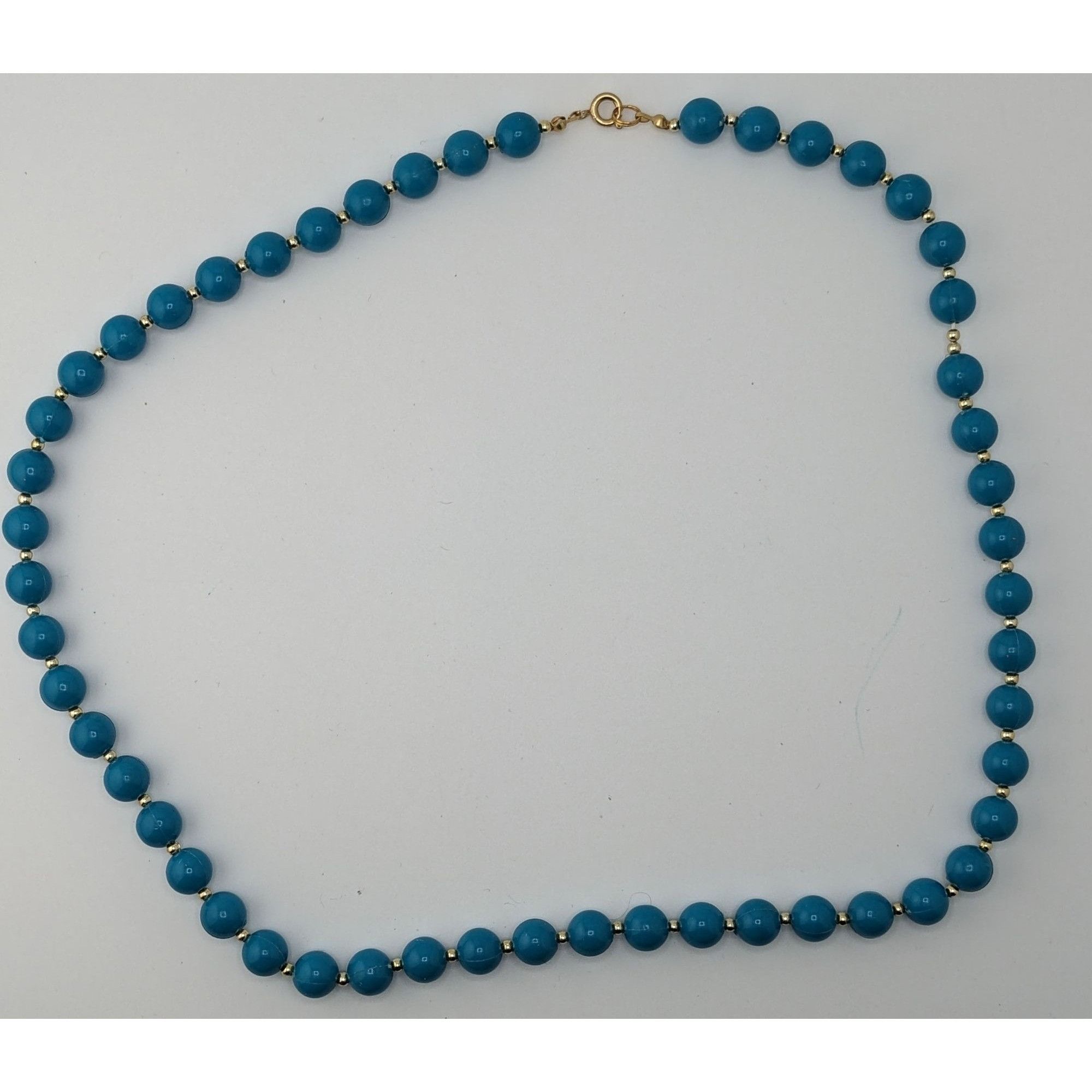 Other Vintage Retro Blue Bead Necklace With Gold-Tone Accents Size ONE SIZE - 5 Thumbnail