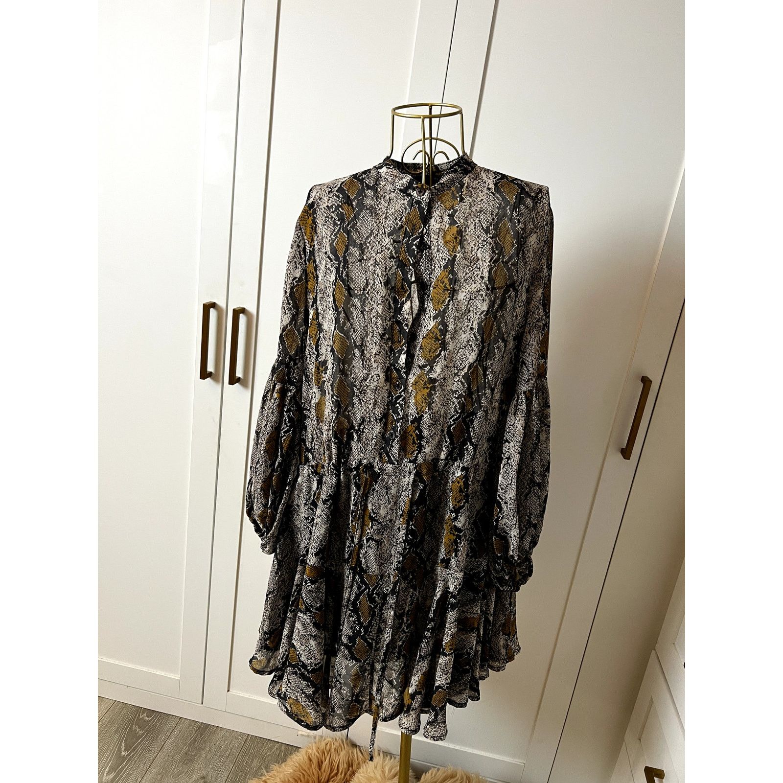 Other Olivaceous Snake Python Print Long Sleeve Dress Size L Size L / US 10 / IT 46 - 1 Thumbnail