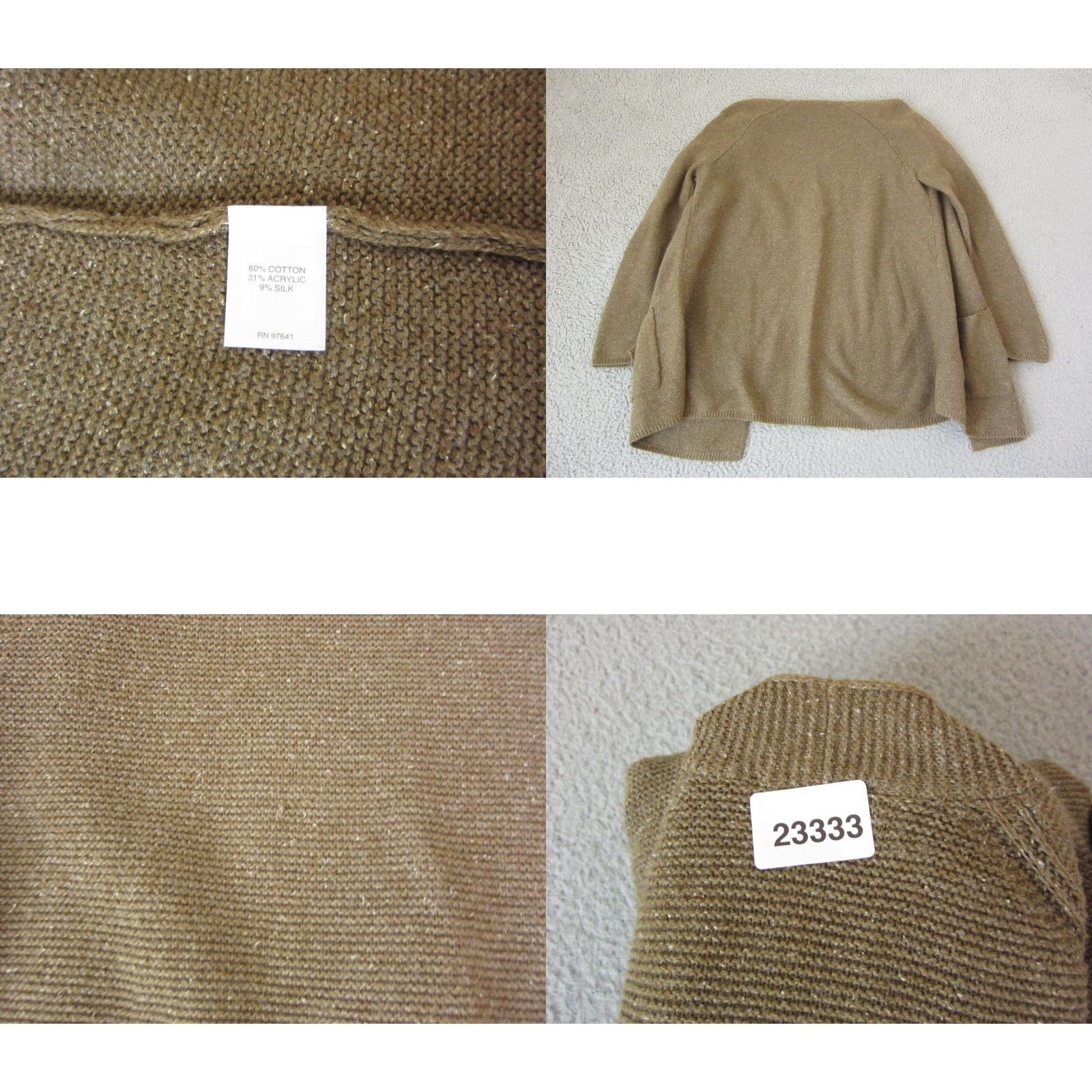 J. Jill VINTAGE J Jill Open Cardigan Sweater Womens S Brown Silk Cotton Acrylic Knit Short Sleeve Casual Summer Relaxed Regular Size S / US 4 / IT 40 - 8 Thumbnail