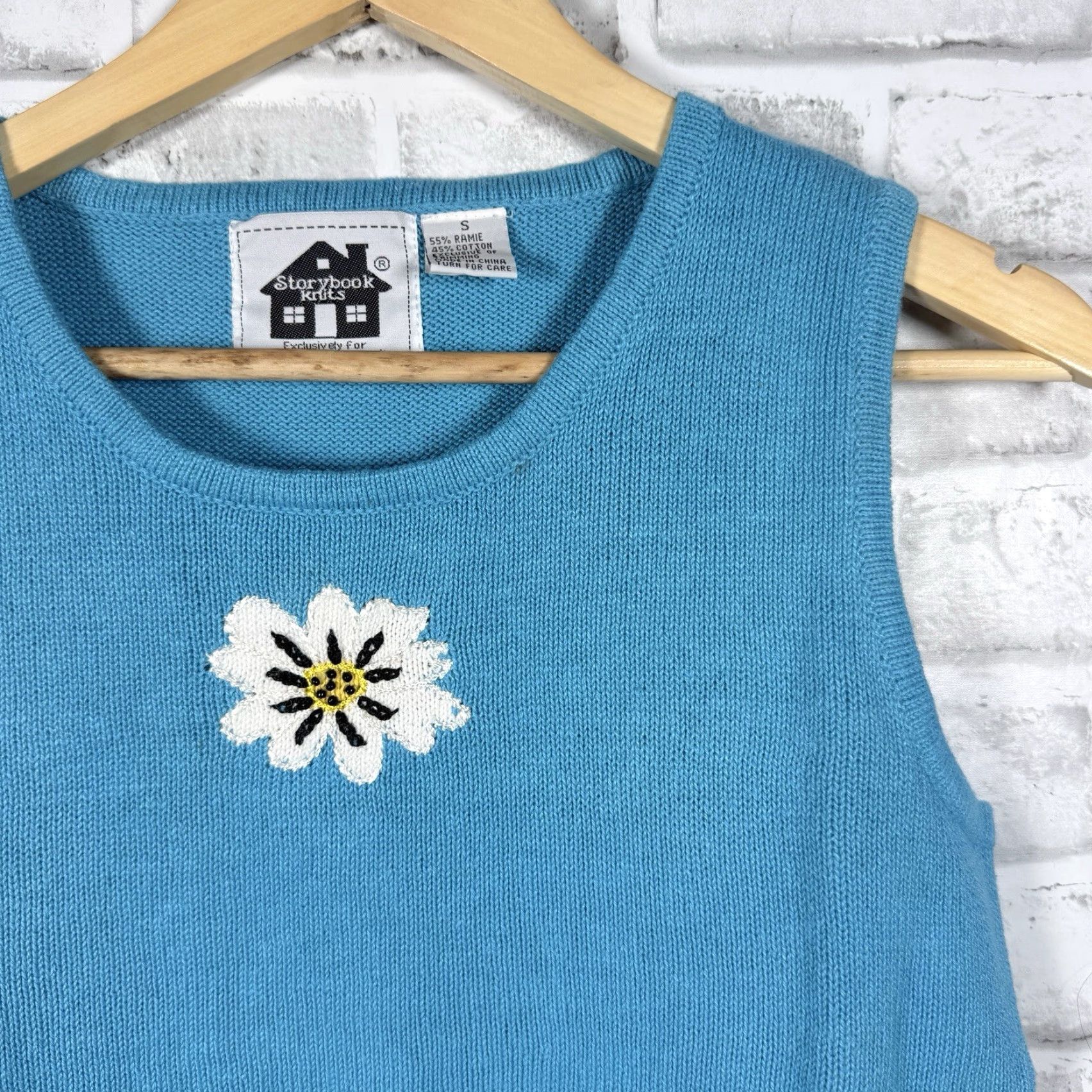 Vintage VTG Storybook Knits Blue Cotton Blend Sweater Vest Womens Size S Size S / US 4 / IT 40 - 2 Thumbnail