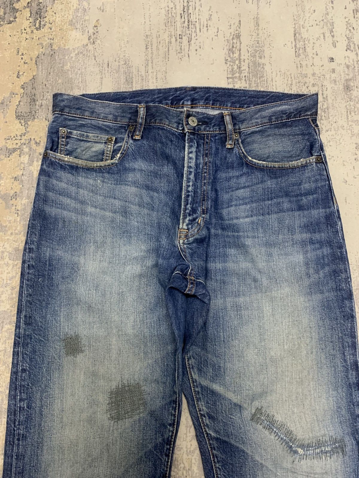 Japanese Brand GU Archive Style Distressed Japanese Denim Straight Jeans Size US 34 / EU 50 - 4 Thumbnail