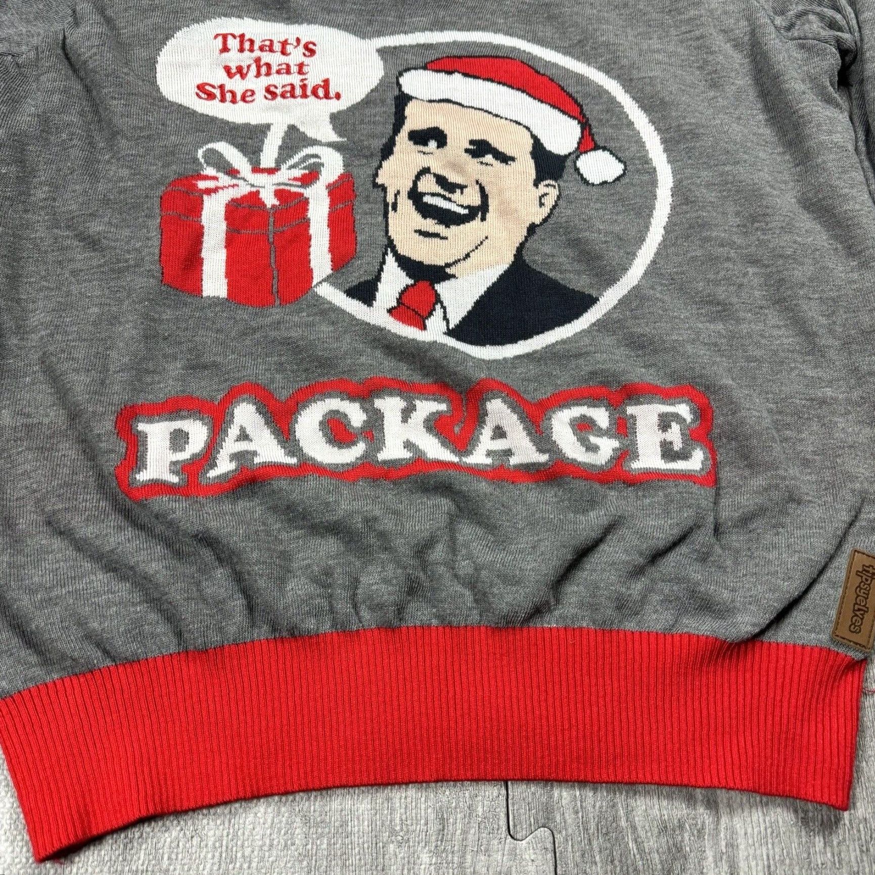 Vintage TIPSYELVES THE OFFICE UGLY CHRISTMAS SWEATER KNIT NICE PACKAGE ADULT 2XL Red Graphic Print Santa THATS WHAT SHE SAID Size XXL / US 16-18 / IT 52-54 - 3 Thumbnail