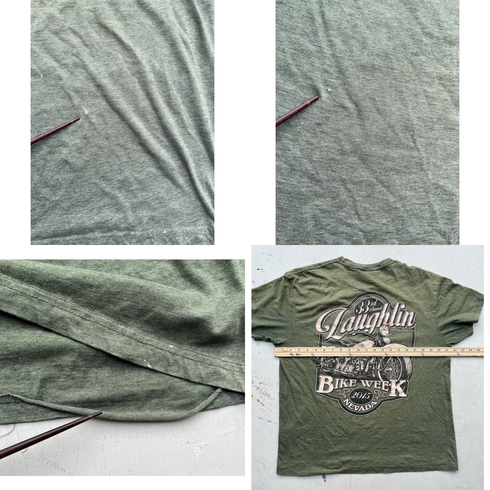 J.McLaughlin Laughlin T-Shirt Green Motorcycle Desert Bike Week Nevada USA 90s Mens L Boat? Size US L / EU 52-54 / 3 - 8 Thumbnail