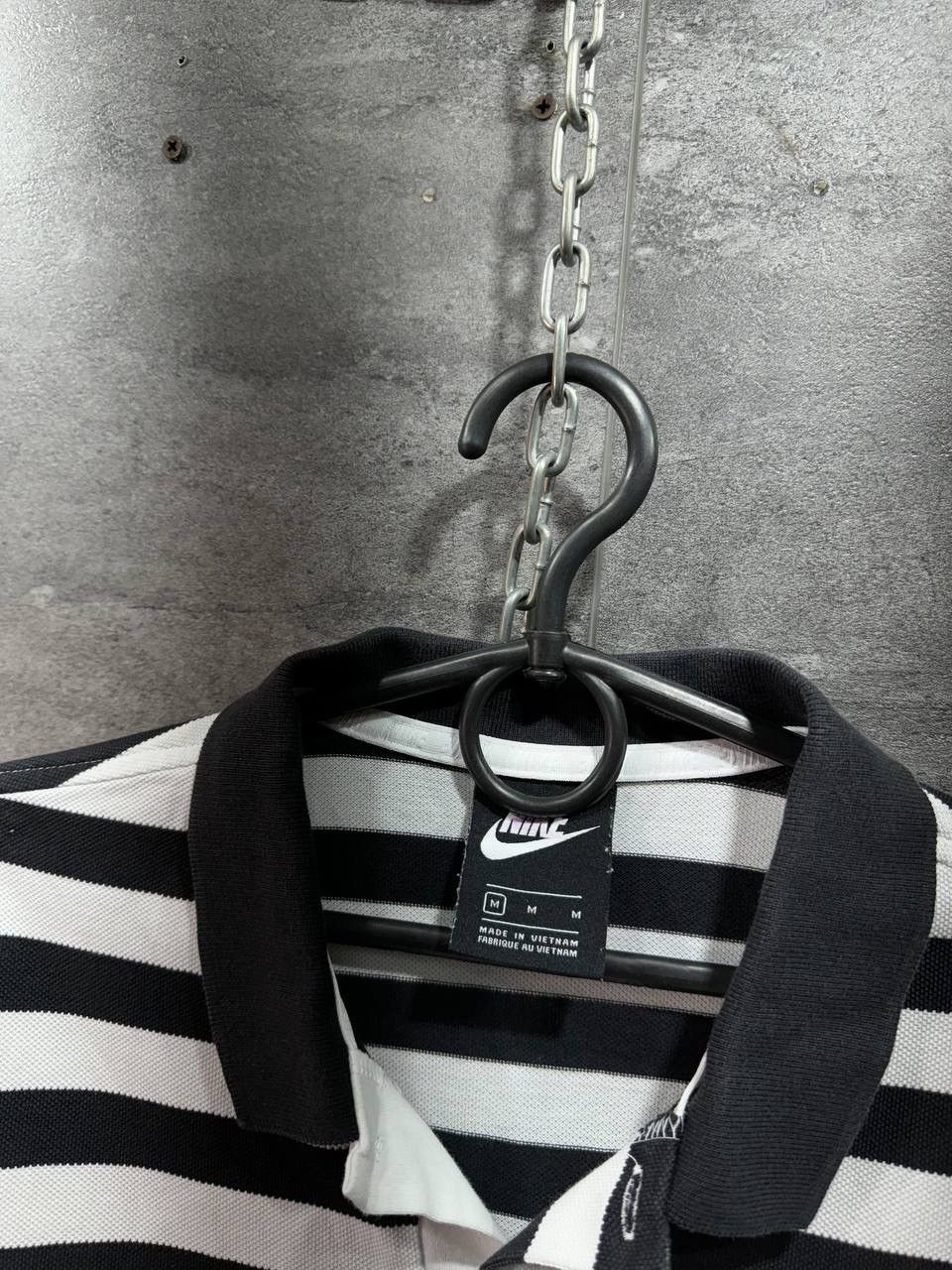 Vintage Nike Sportswear Men's Polo Shirt Striped White Black Size US M / EU 48-50 / 2 - 5 Thumbnail