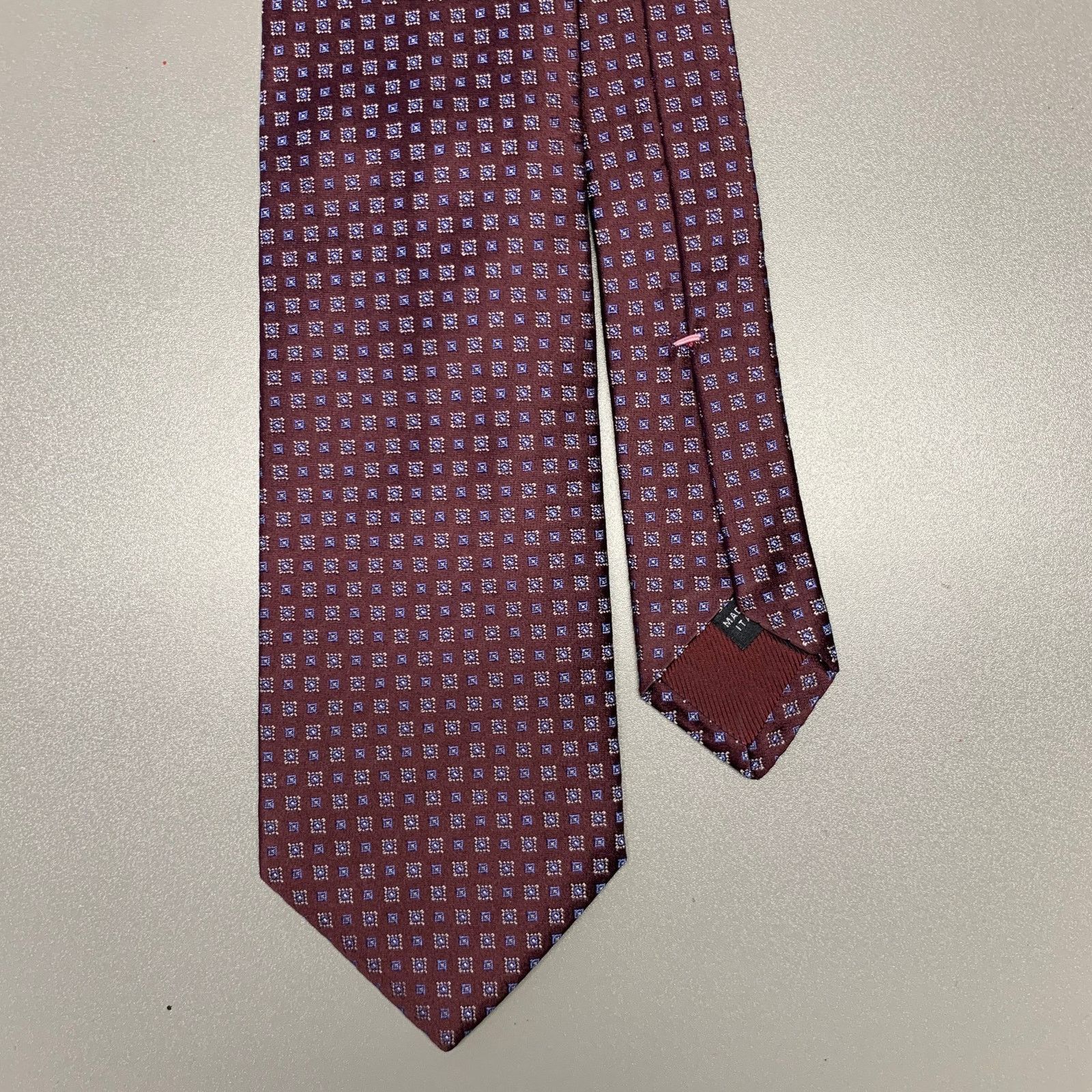 Other BORRELLI Burgundy Blue Squares Silk Tie Size ONE SIZE - 1 Thumbnail