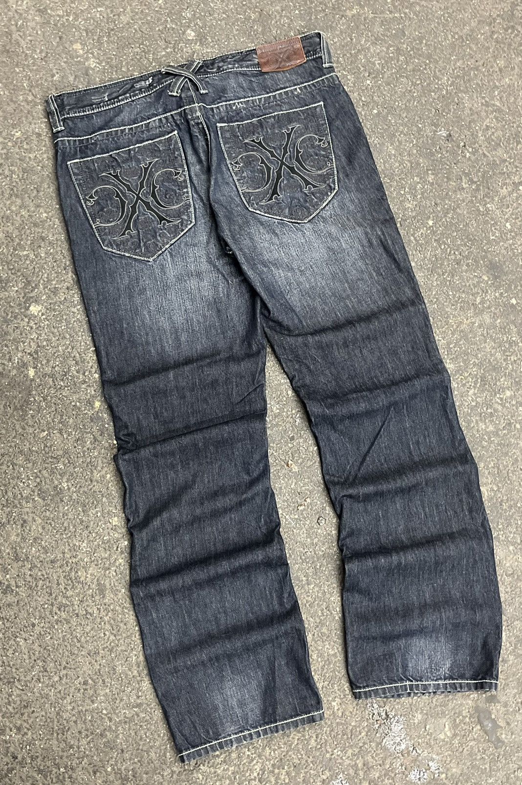 Vintage Y2k baggy fit embroidered denim skater hype rare opium Size US 36 / EU 52 - 2 Thumbnail