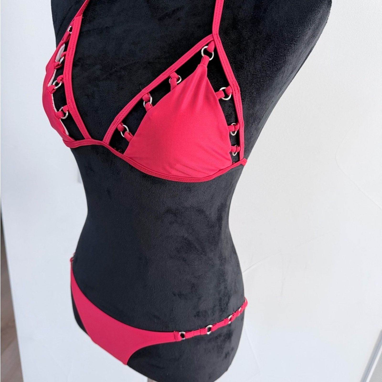 Other New Y2K Red Halter Bikini Swimsuit Set size XS Size ONE SIZE - 11 Thumbnail