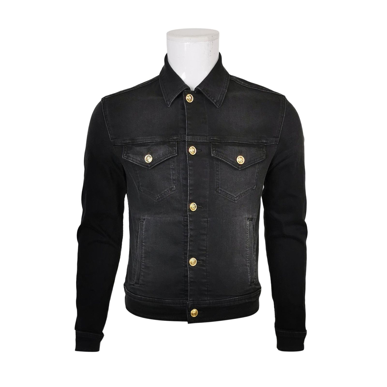 Versace Versace Black Denim Jacket with Gold Buttons L Size US S / EU 44-46 / 1 - 1 Thumbnail