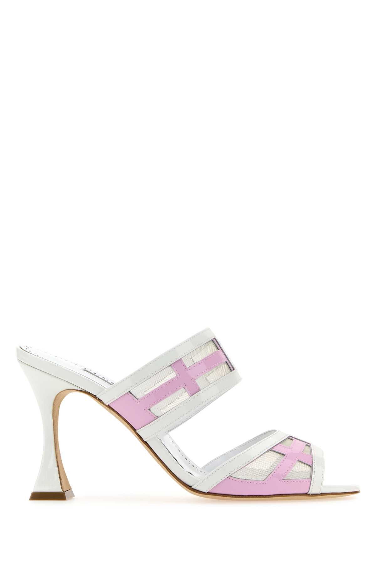 Two-Tone Leather And Mesh Avespamu Mules