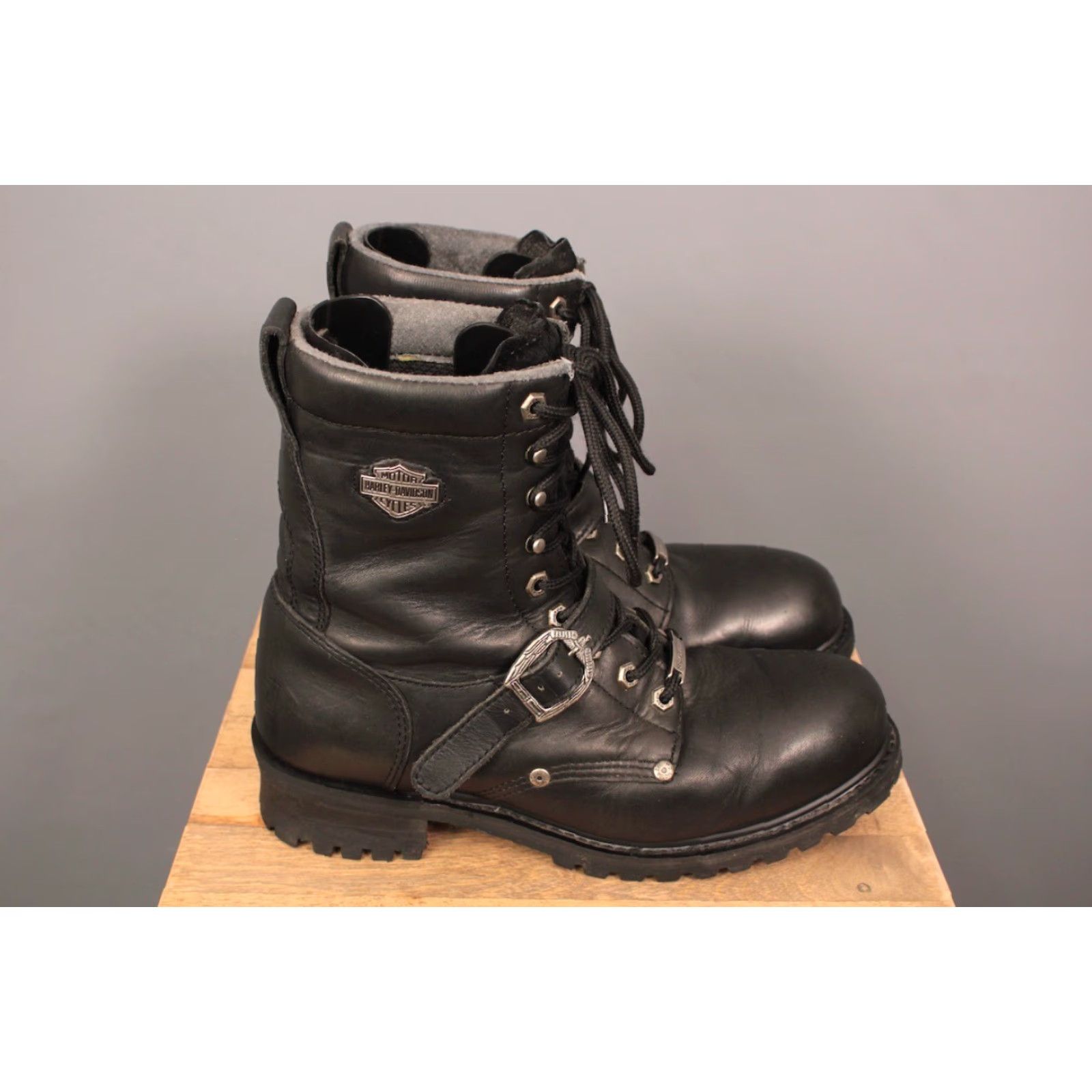 Harley Davidson Harley Davidson Boots Mens 1990s Biker Leather Black Sz 11 Motorcycle 90s Vintage Condition Excellent Size US 11 / EU 44 - 5 Thumbnail