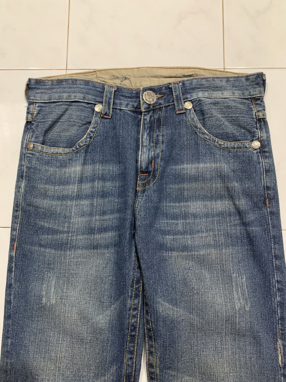 Ed Hardy Vintage Ed Hardy Embroidery Koi Tattoo Wear Baggy Jeans Size US 33 - 3 Thumbnail