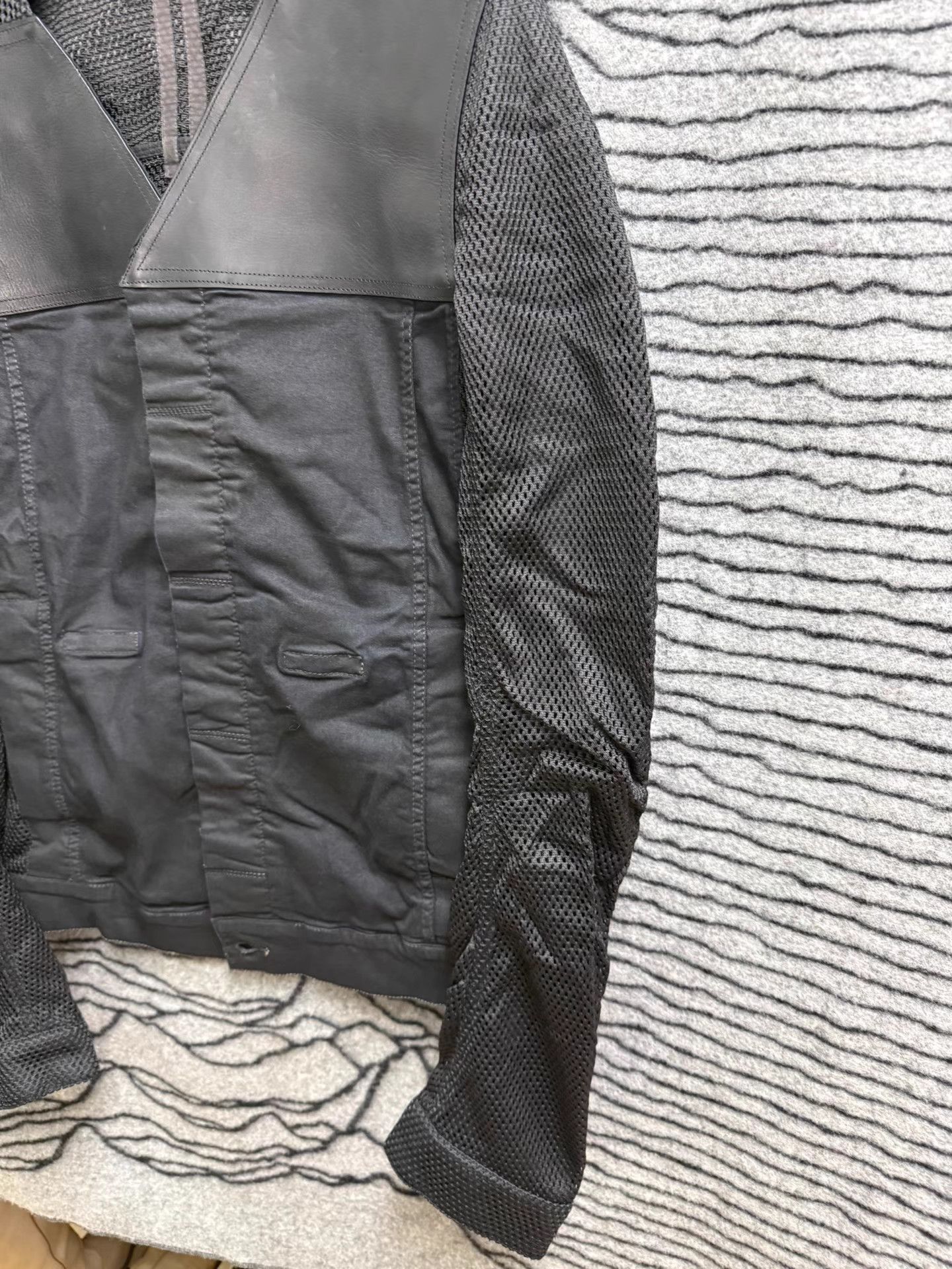 Rick Owens Rick Owens Mesh & Leather Panel Jacket K20 Size US M / EU 48-50 / 2 - 2 Thumbnail