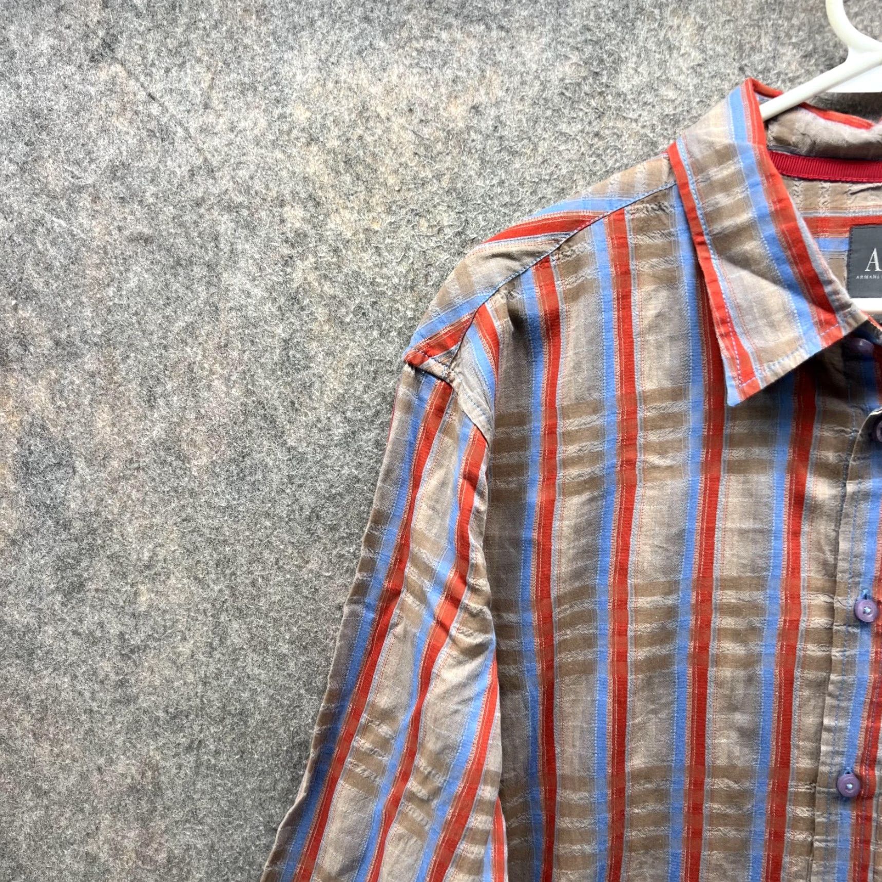 Armani Exchange VINTAGE Armani Exchange Shirt Men XL Striped Button-Down Blue Beige Casual Business Formal Party/Cocktail Travel Workwear Size US XL / EU 56 / 4 - 3 Thumbnail