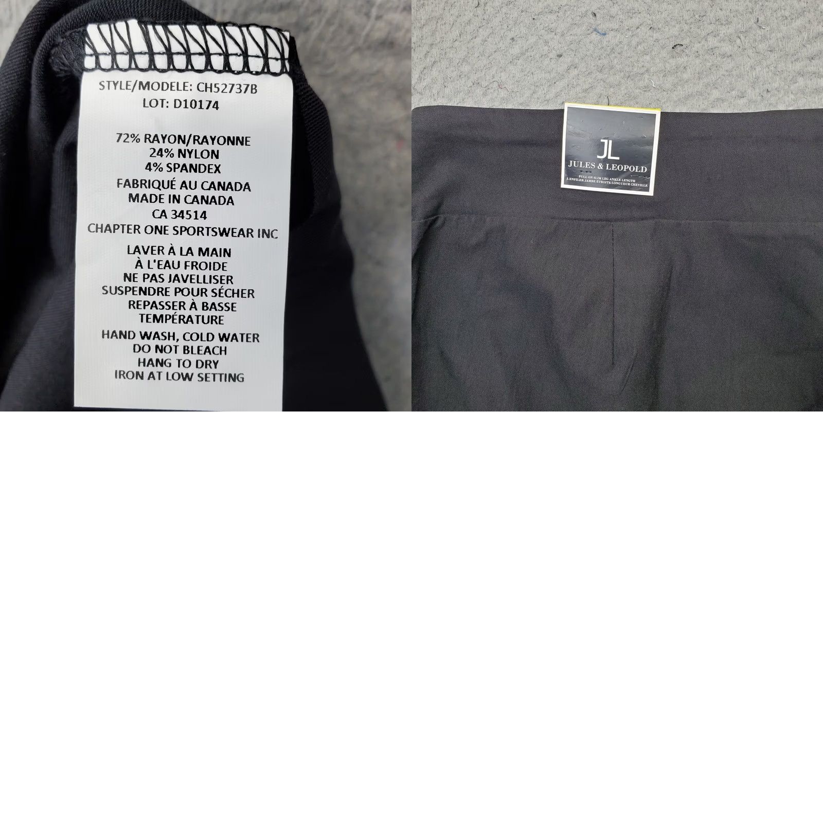 Vintage Jules & Leopold Womens 22 Black Ankle Pants Stretch High Waisted Pull On Slim Straight Pants Size 40" / US 18 - 8 Thumbnail