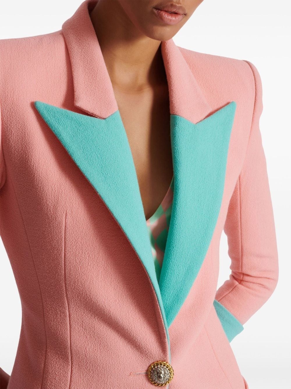 Balmain o1s1wg110825 Two Tone Virgin Wool Jacket in Pink Size XL / US 12-14 / IT 48-50 - 4 Thumbnail