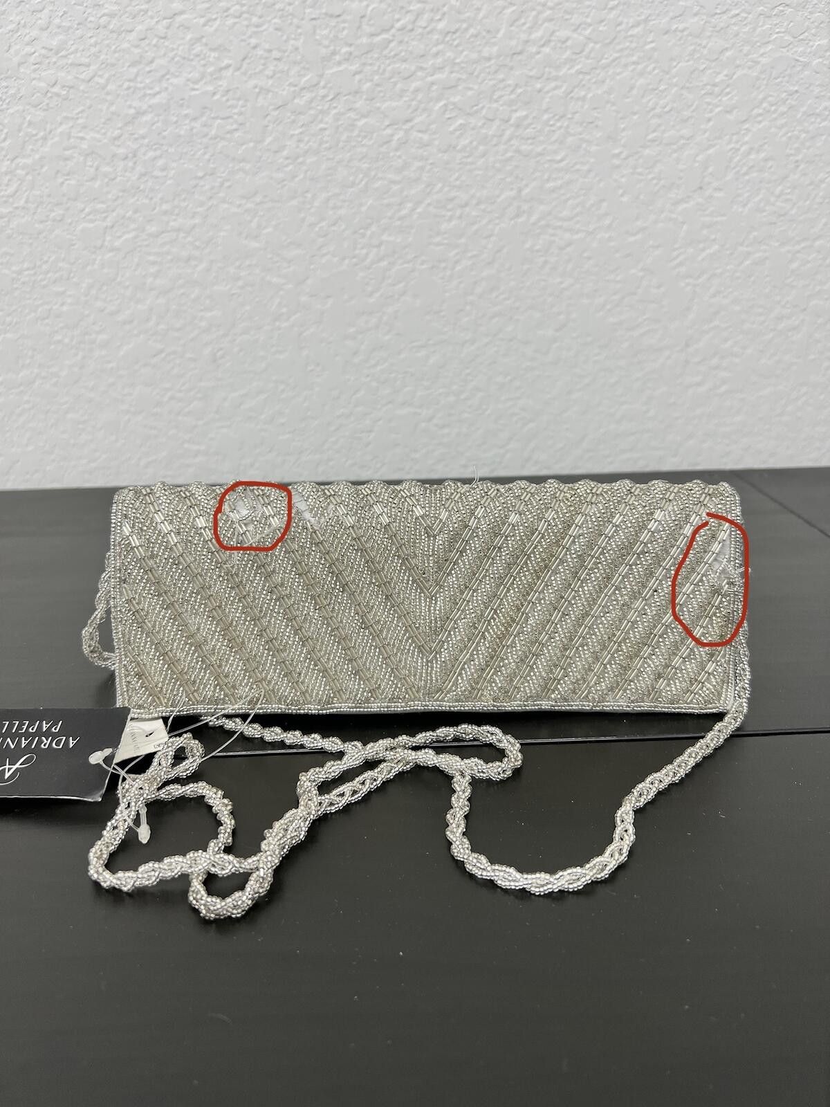 Other Adrianna Papell Silver Noreen Chevron Beaded Flap Clutch Bag Size ONE SIZE - 2 Thumbnail