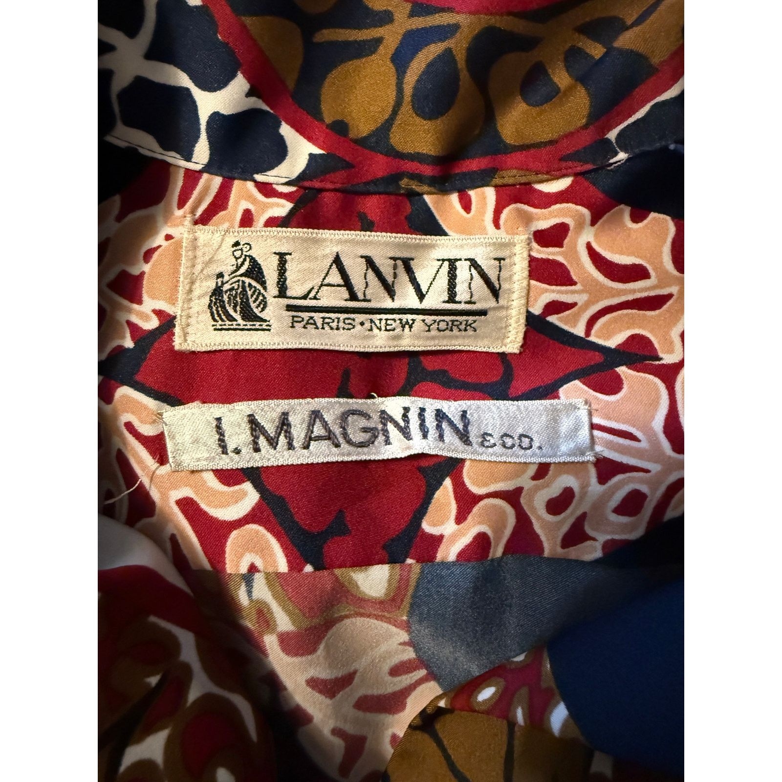 Lanvin Vintage 1960’s Lanvin Geometric Batik Silk Shirtdress size 6 Size M / US 6-8 / IT 42-44 - 5 Thumbnail