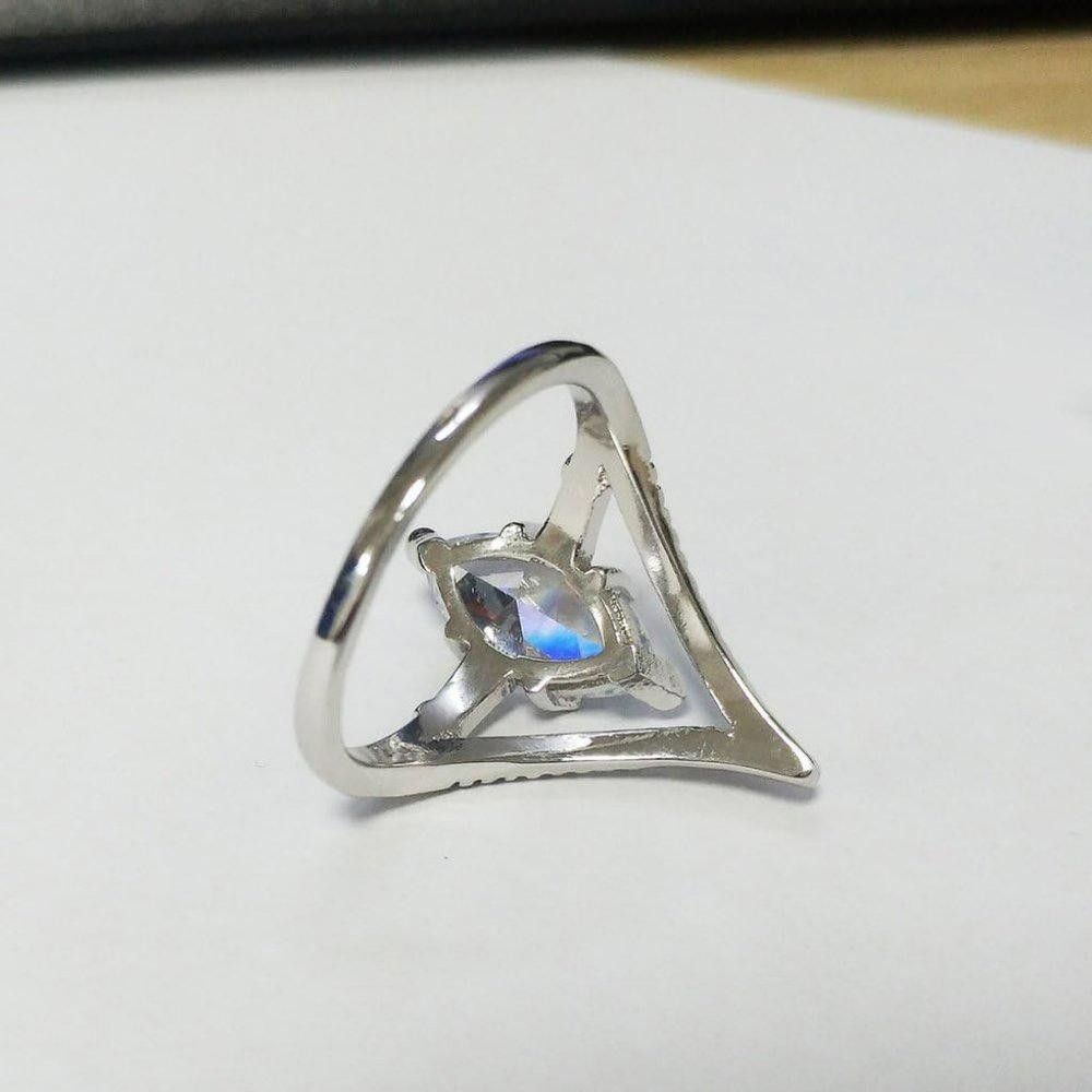 Designer 925 Sterling Silver Marquise Cut Engagement Ring - Size 7 Size ONE SIZE - 7 Thumbnail