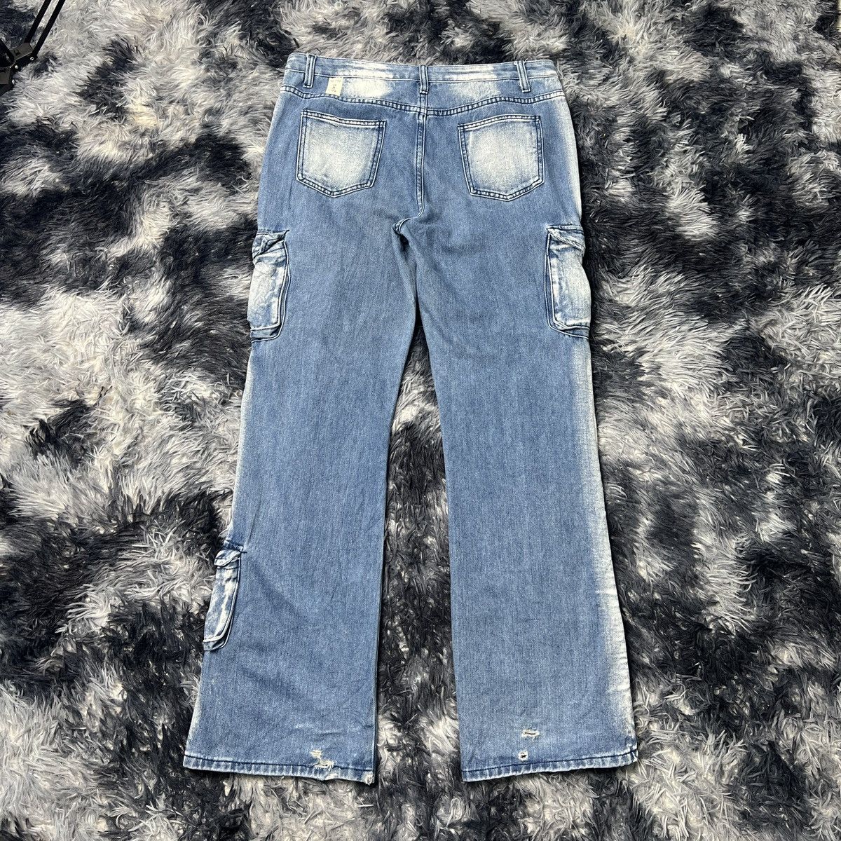 Japanese Brand Romwe Wide Loose MultiPocket Denim Cargo Pants Size US 36 / EU 52 - 2 Thumbnail