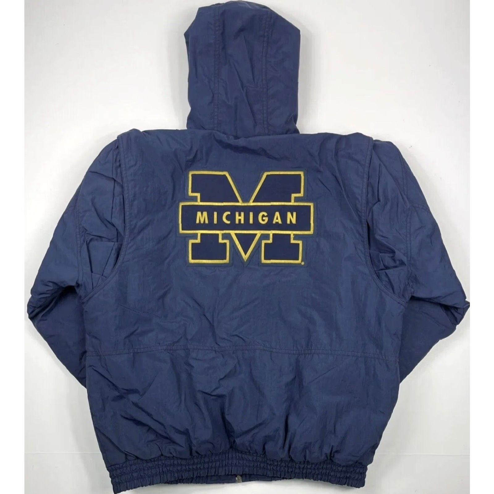 Nike VINTAGE Nike Coat Puffer Jacket XL Men Michigan Wolverines Hooded Long Blue Nylon Logo Zipper Embroidered Comfortable Outdoor College Sports 90s Size US XL / EU 56 / 4 - 2 Thumbnail