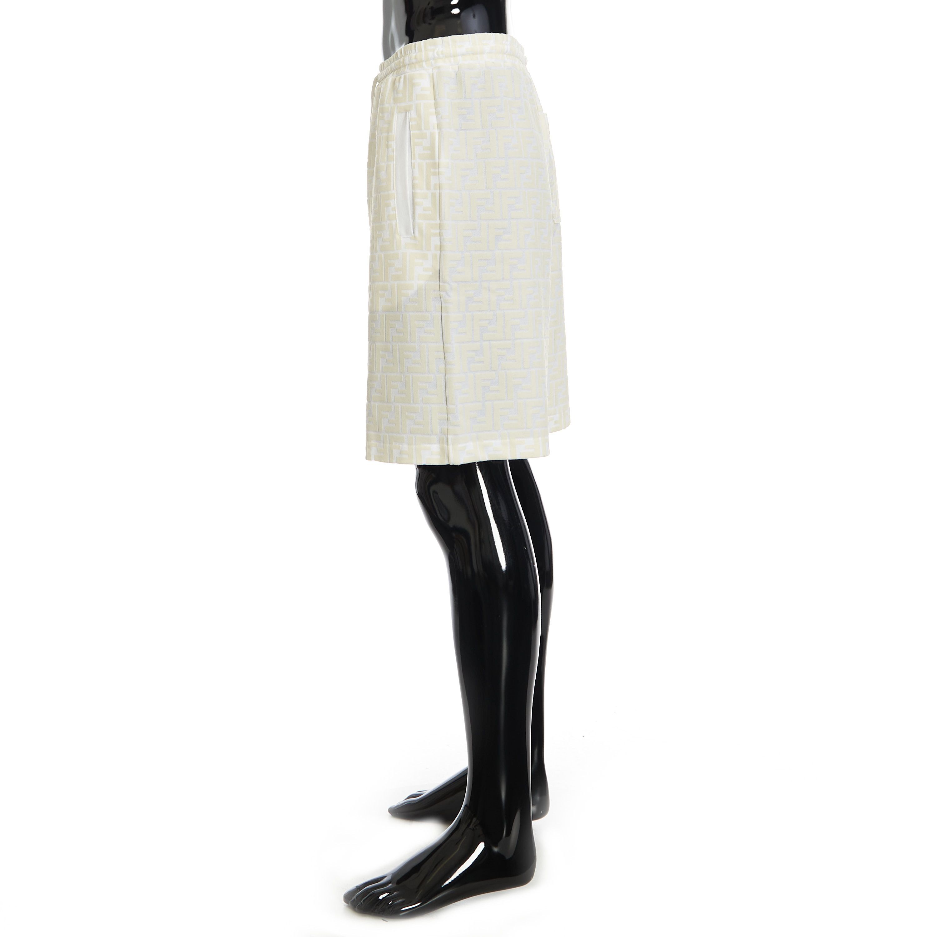Fendi Jogging Bermuda Shorts In White Cotton With All-Over FF Logo Size US 32 / EU 48 - 3 Thumbnail