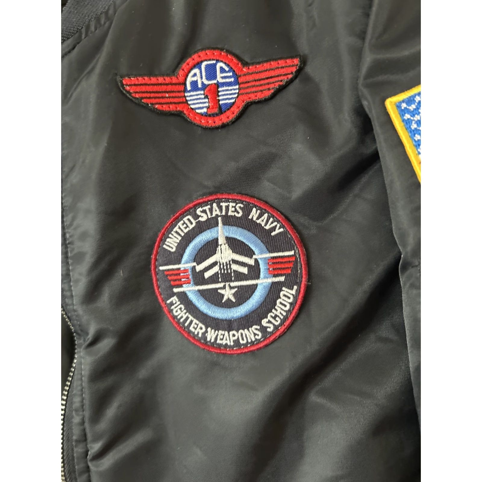 Vintage Xray Jeans Men's Small Black Bomber Flight Jacket With Patches Size US 29 - 5 Thumbnail